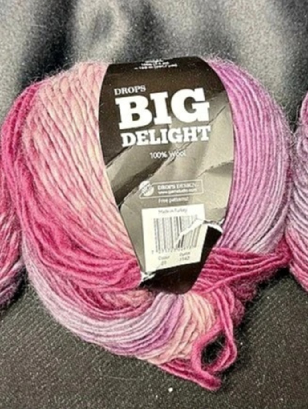 DROPS Brand Big Delight Pink & Purple Acrylic Yarn 3-Skein Lot NWT